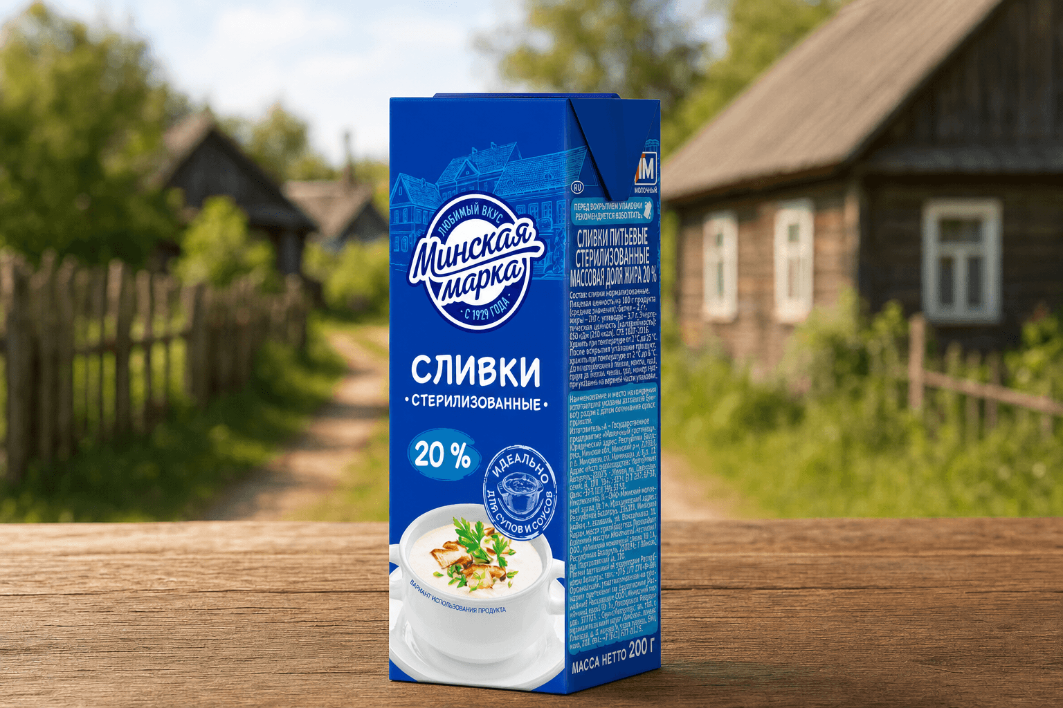 Сливки стер. "Минская марка" 20,0% тетра-брик 200 г