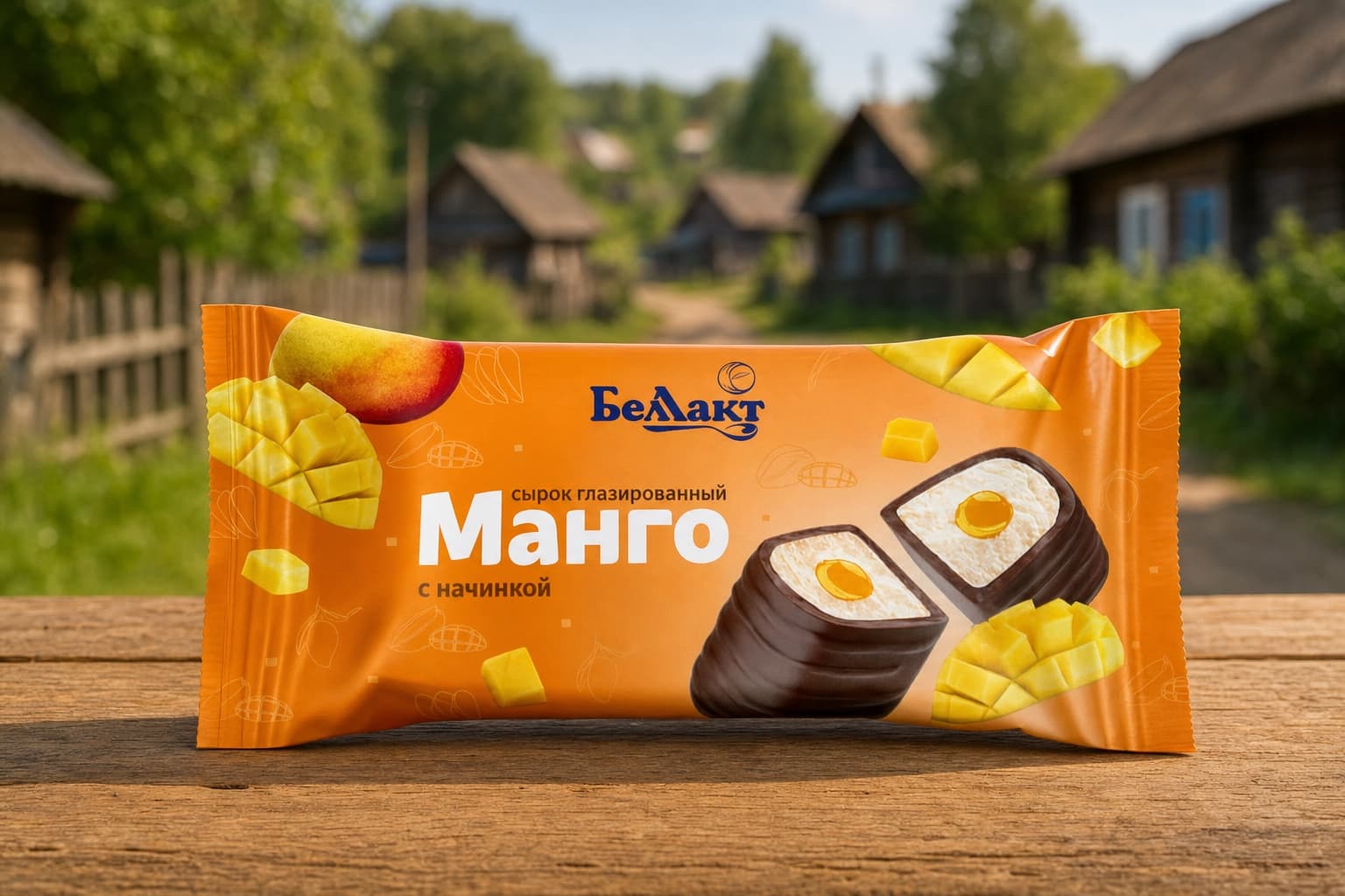 Сырок творожный глазированный с начинкой "Манго", массовая доля жира творожной части продукта  18%, 40 г