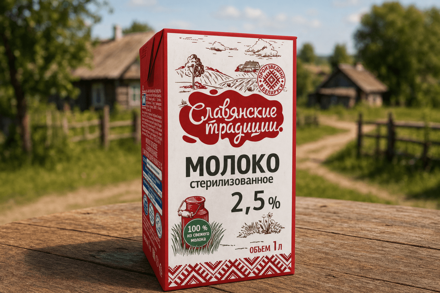 Молоко ультрапастеризованное "Славянские традиции" 2,5% тетра-брик с крышкой 1 л 