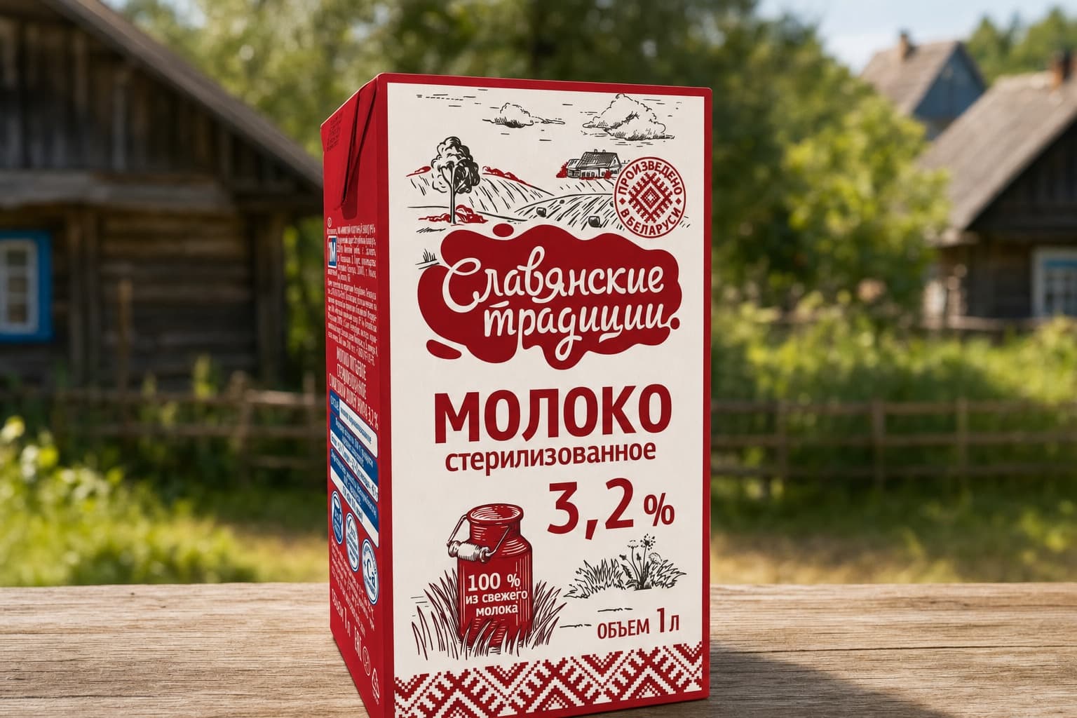 Молоко ультрапастеризованное "Славянские традиции" 3,2% тетра-брик с крышкой 1 л 