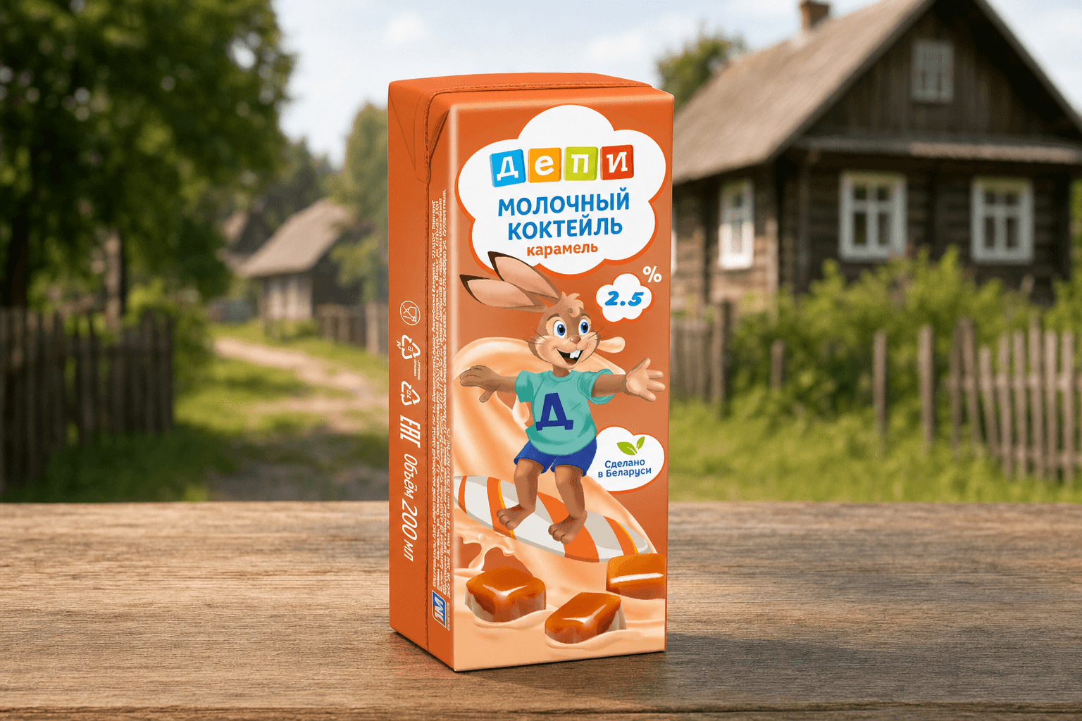 Коктейль молочный стер. ДЕПИ 2,5% тетра-брик с трубочкой 210 г карамель
