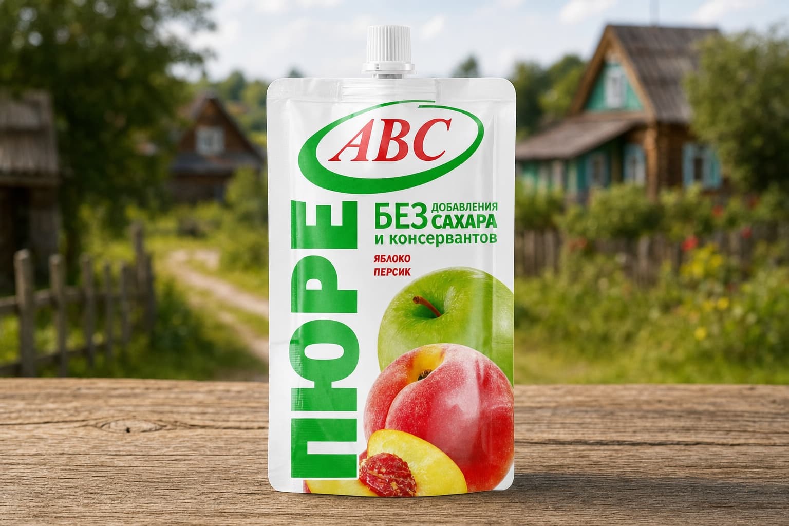 Пюре яблочно-персиковое стерилизованное 200 г дой/пак.