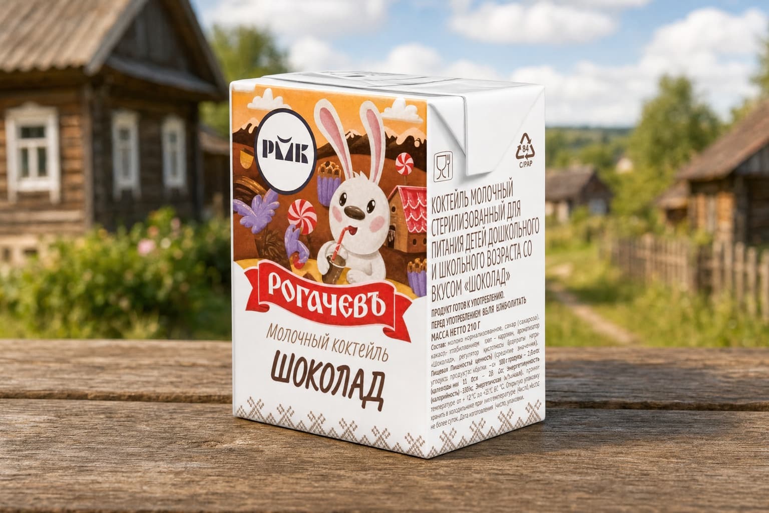 Коктейль молочный "Шоколад" стерил. для пит. детей дошк. и шк.возр. ТБА 210г 2,5 %, с соломкой  ТМ "Рогачевъ"