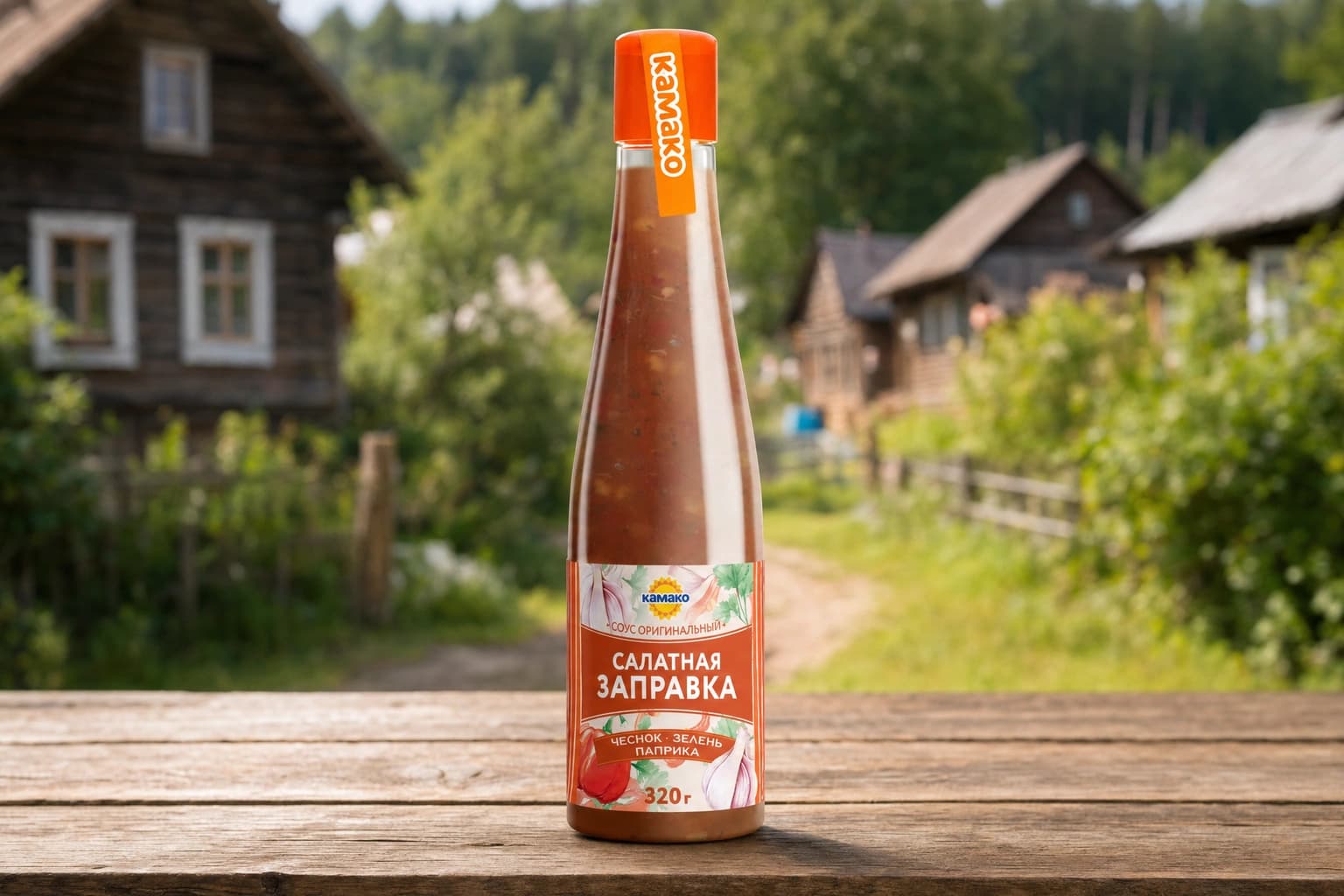 Соус оригинальный "Салатная заправка "Чеснок-зелень-паприка" т.з. "КАМАКО" в полимерной бутылке 320 г