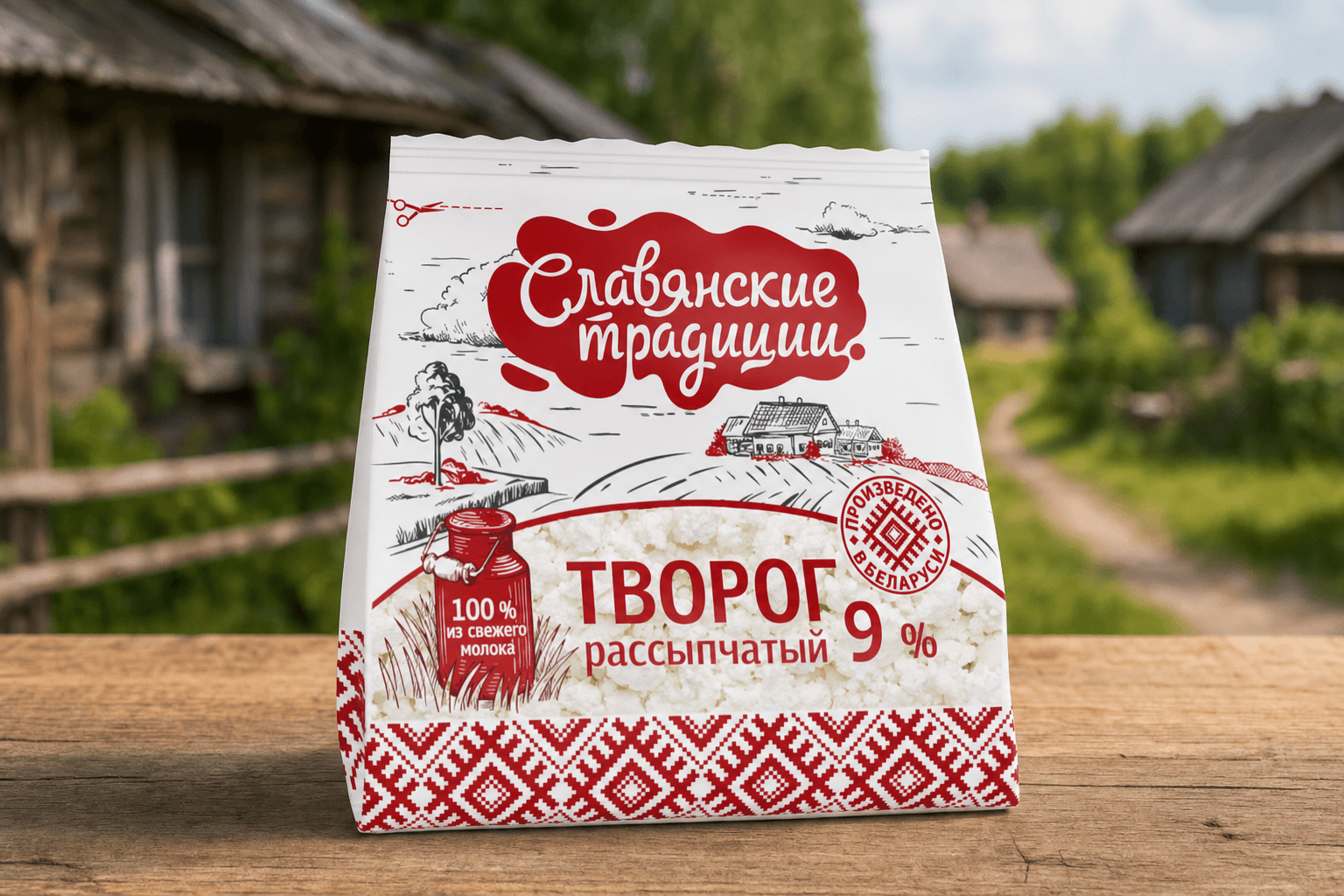 Творог рассыпчатый "Слав. традиции" 9,0% пакет 350 г