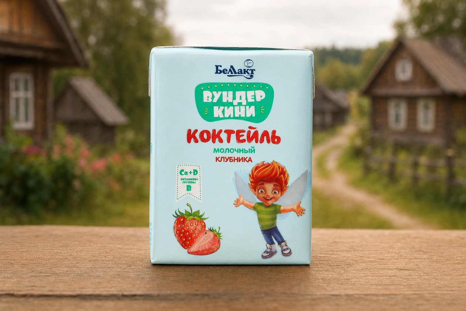 Коктейль молочный "Вундеркини" обогащенный витаминами В1, В6, D и кальцием Клубника 210г. Беллакт