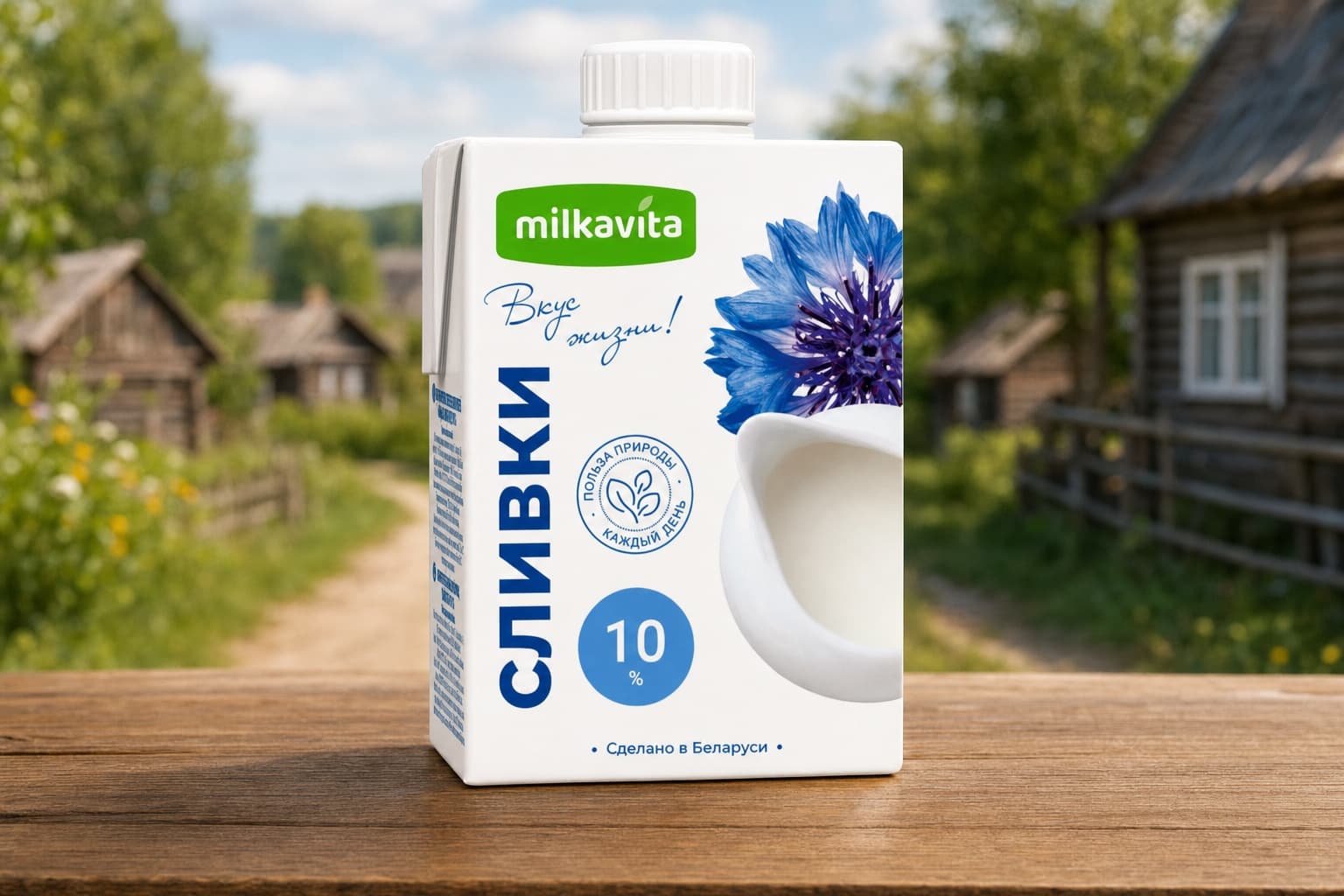 Сливки ультрапаст мдж 10% в Тетра Брик 0,5 л ТМ "Милкавита