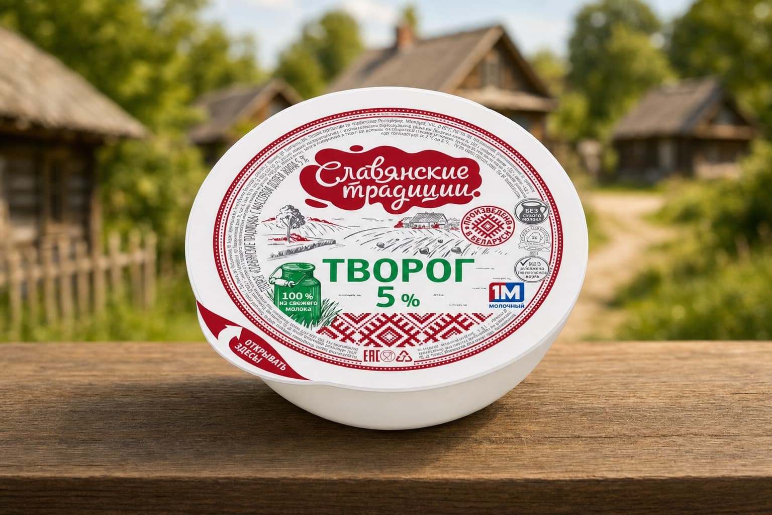 Творог "Слав. традиции" 5,0% т/усадка 355 г шайба