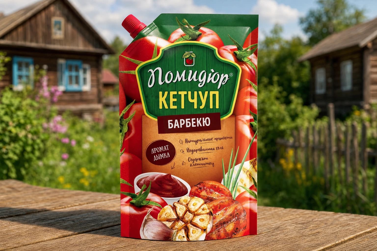 Кетчуп "Барбекю" категория "Первая" нестерилизованный (с применением консерванта) т.з. "Помидюр" в упаковке из комбинированных материалов ДойПак 270 г