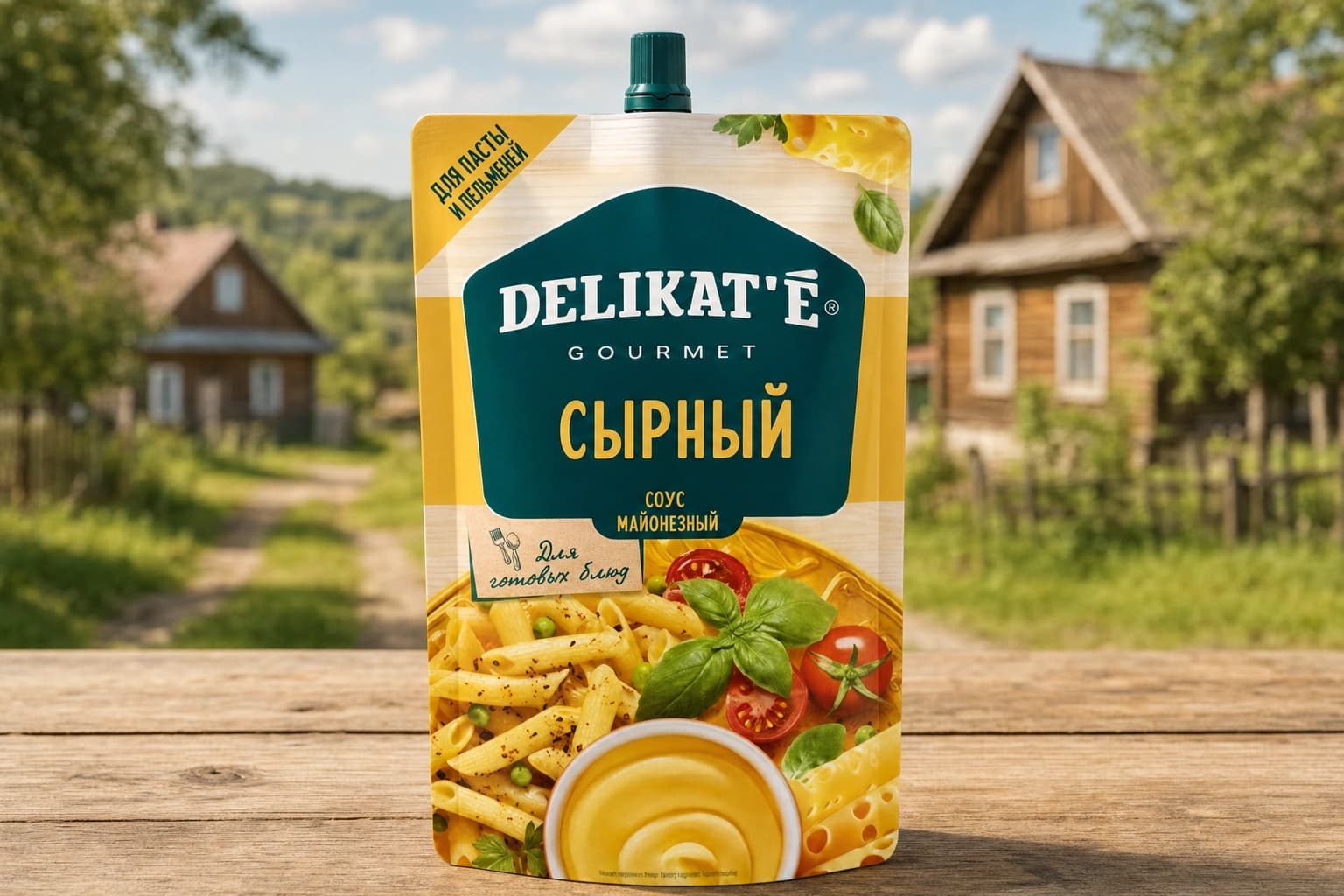 Соус майонезный "Сырный" в упаковке из комбинированной плёнки Дой-Пак 210 г