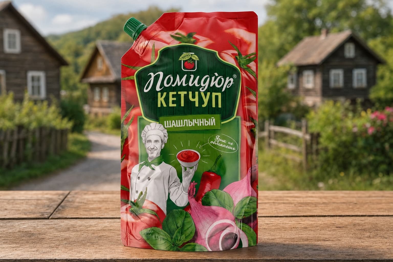 Кетчуп "Шашлычный" категория "Первая" нестерилизованный (с применением консерванта) т.з. "Помидюр" в упаковке из комбинированных материалов Дой-Пак 270 г