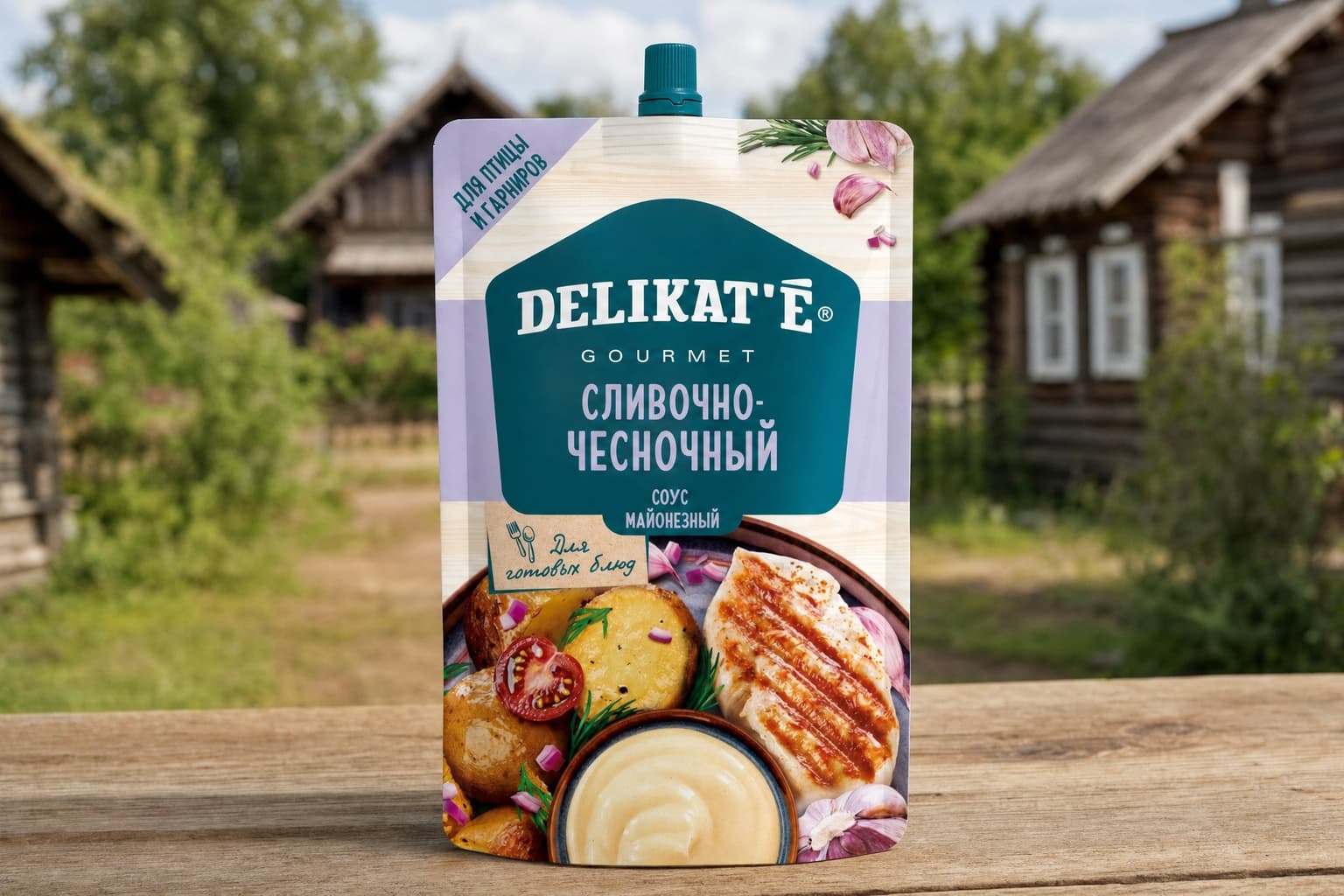 Соус майонезный "Сливочно-чесночный" в упаковке из комбинированной плёнки Дой-Пак 210 г