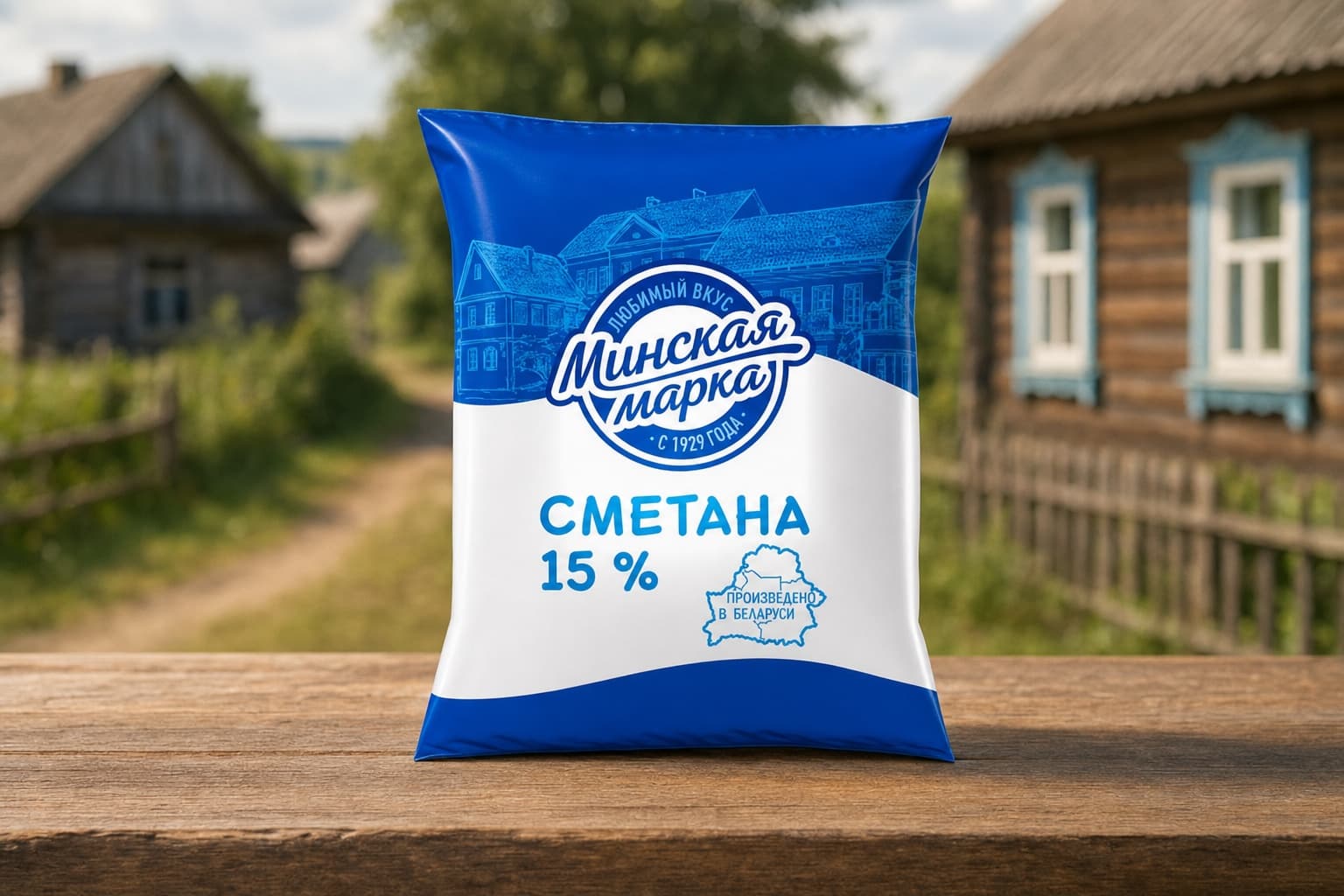 Сметана "Минская марка" 15,0% пленка 400 г (ПУ Молочный гостинец)