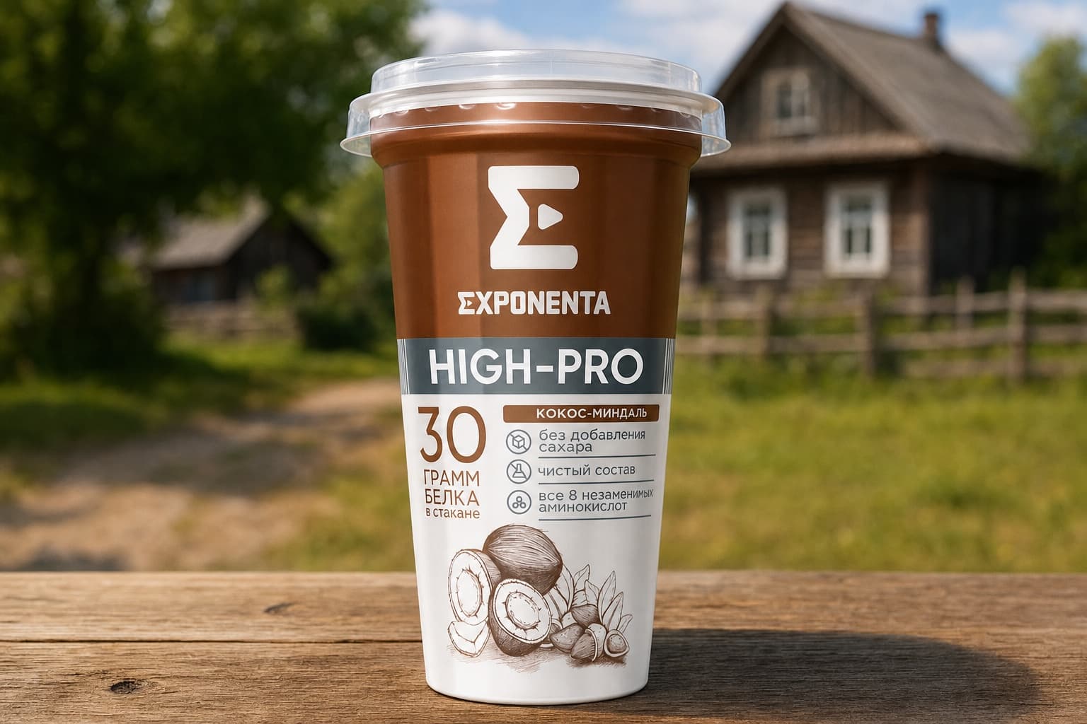 Напиток к.м. обезжир.с в.с. белка EXPONENTA HIGH-PRO кокос-миндаль, 250г