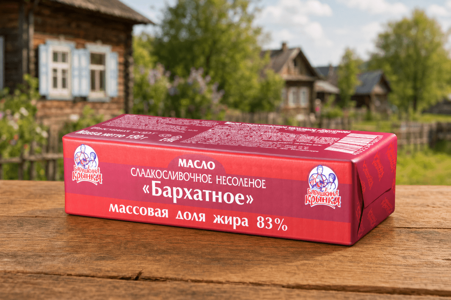 Масло сладкосливочное несоленое "Бархатное" мдж. 83% фольга кашированная брусок 0,18 кг ОАО Бабушкина Крынка