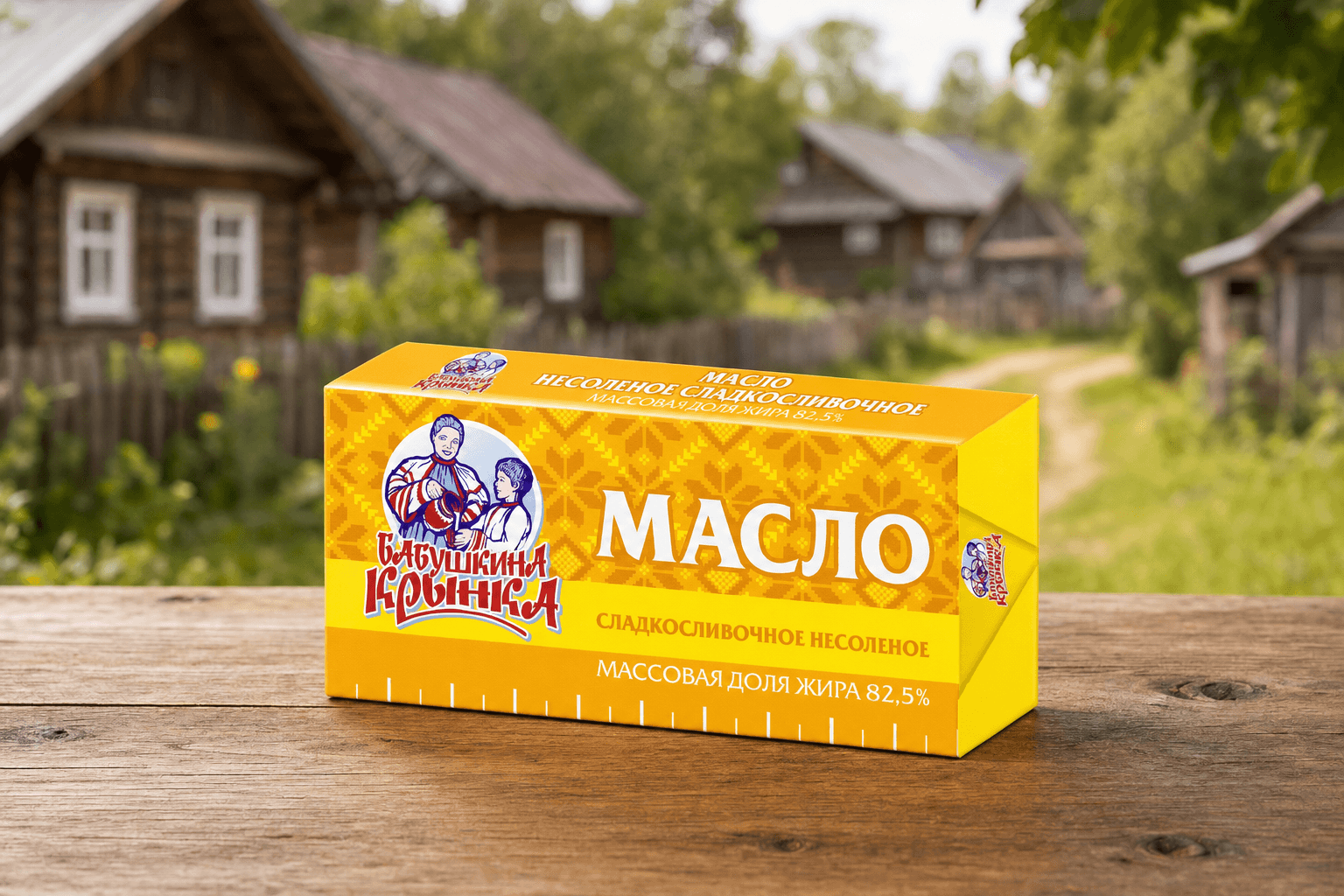Масло сладкосливочное несоленое м.д.ж. 82,5% фасованное брусок 1000 г ОАО Бабушкина Крынка