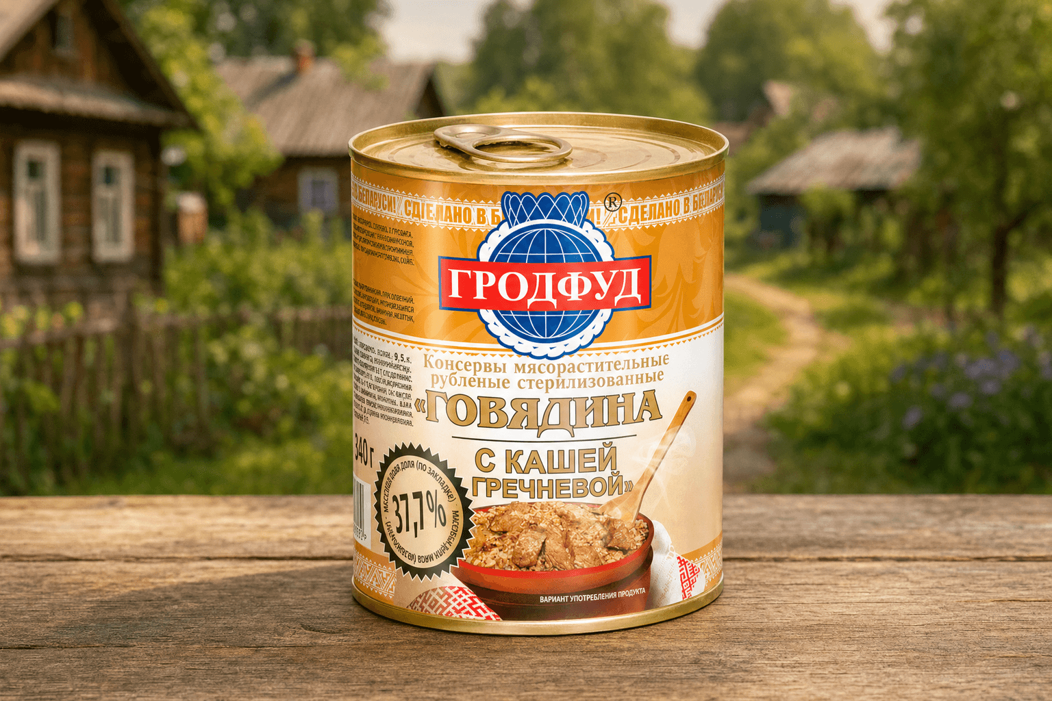 Консервы мясорастительные рубленые стерил.Говядина с кашей гречневой 340 г, ж/б СООО “КвинФуд”