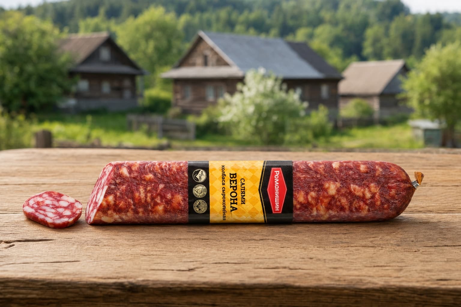 Колбаса полусухая "Салями ВЕРОНА". Мясное колбасное изделие сырокопченое.(сервировочная нарезка).