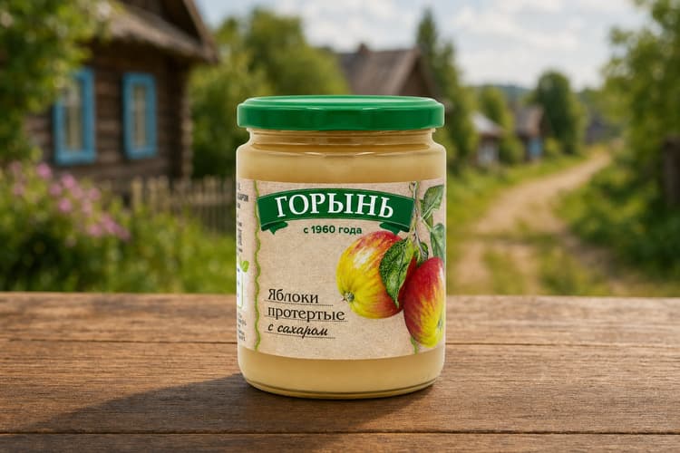 Яблоки протертые с сахаром 430г ТМ "ГОРЫНЬ"