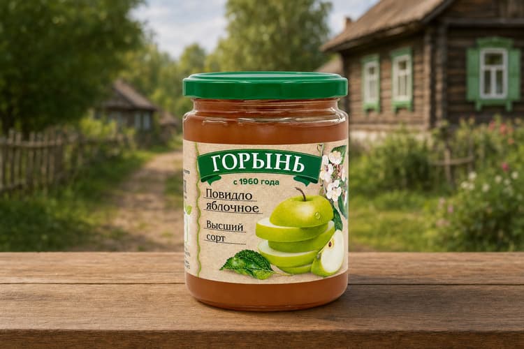 Повидло яблочное стерилизованное, высший сорт 500г ТМ "ГОРЫНЬ"