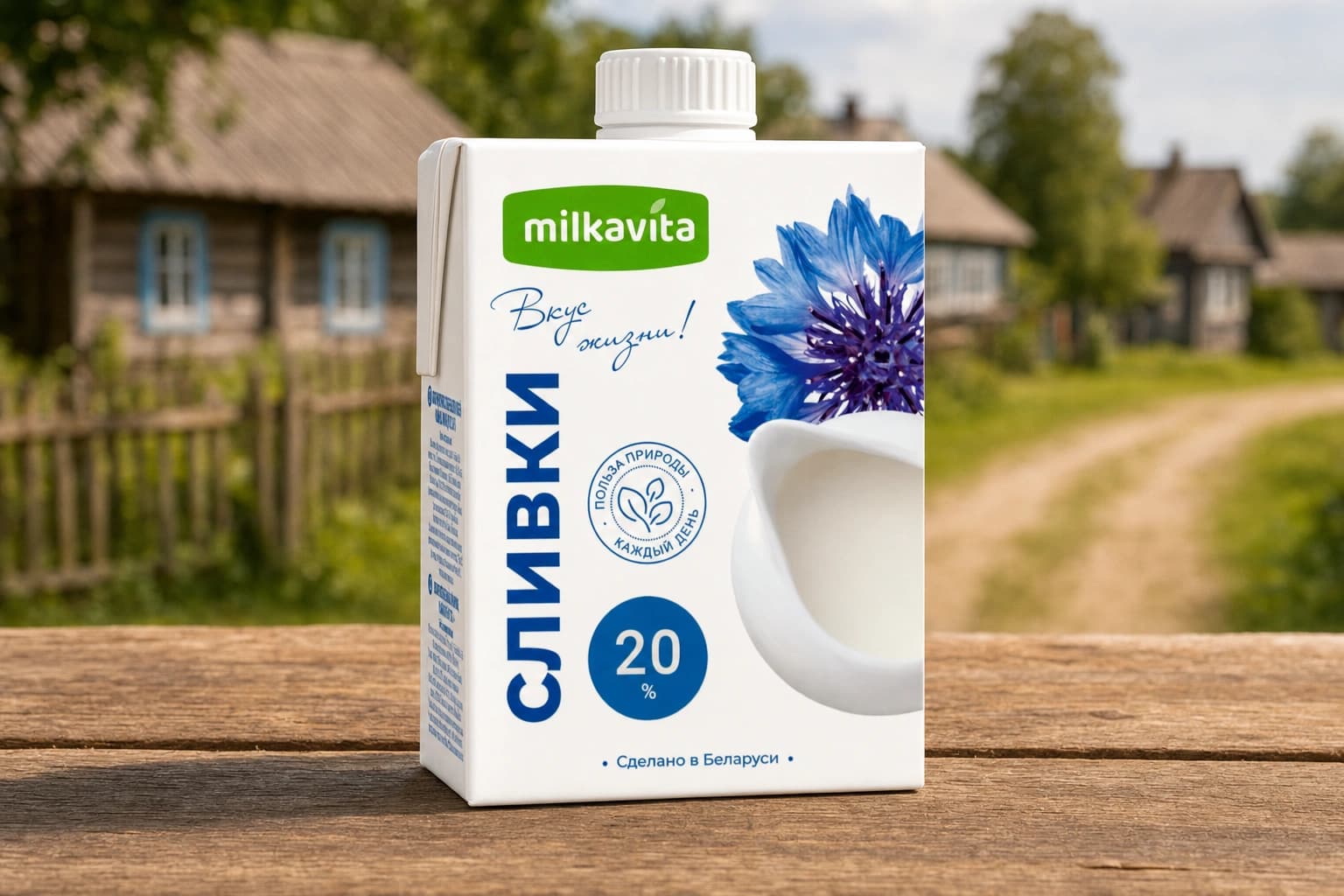 Сливки ультрапаст. 20% в Тетра Брик Асептик Сквэр 0,5 л, ТМ "Milkavita" 