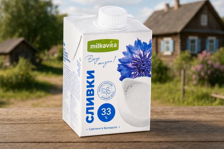 Сливки ультрапаст. 33% в Тетра Брик Асептик Сквэр 0,5 л, ТМ "Milkavita" 