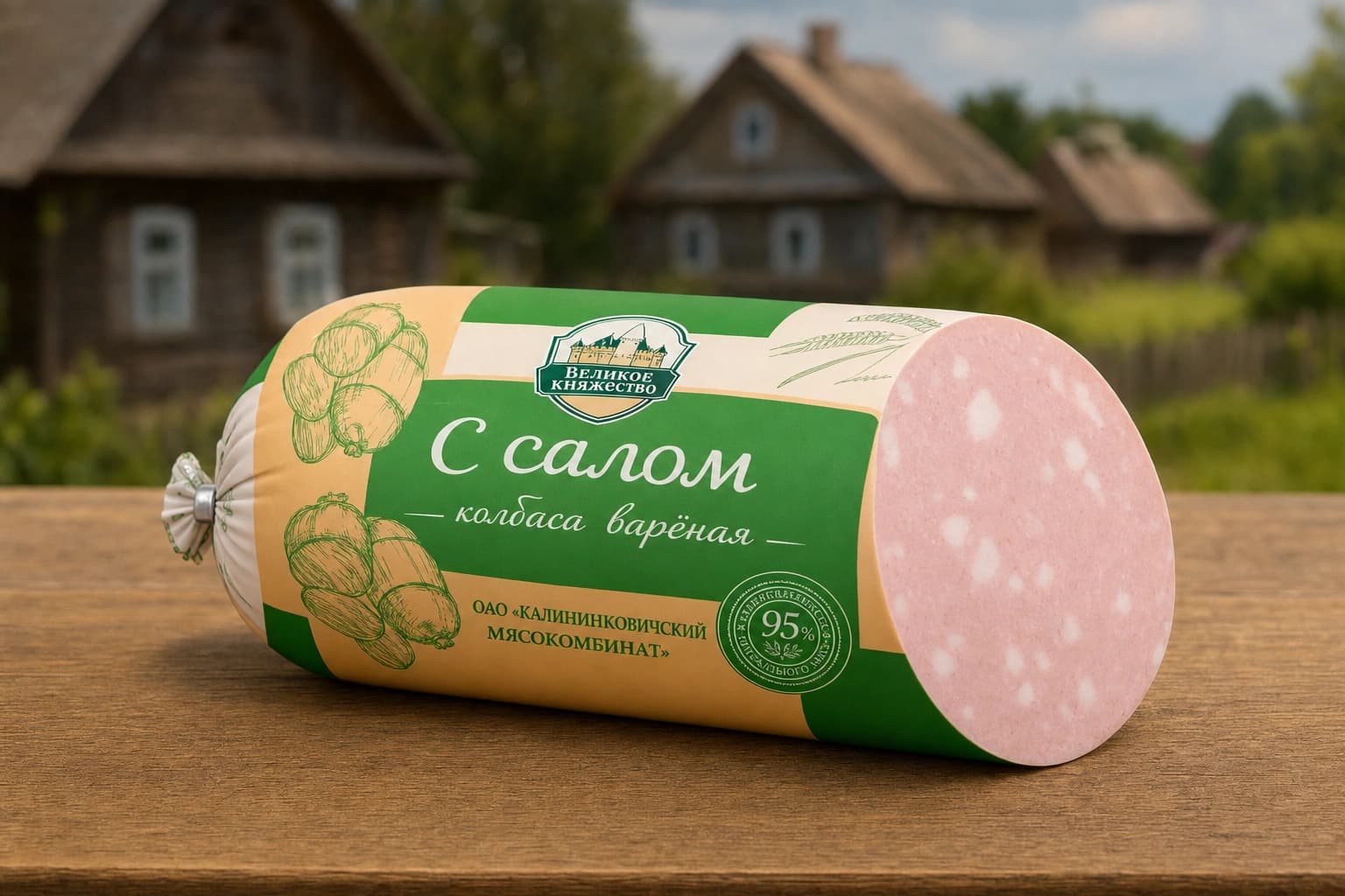 Колбаса вареная "С салом" в/с иск зеленая уп Калинковичский МК
