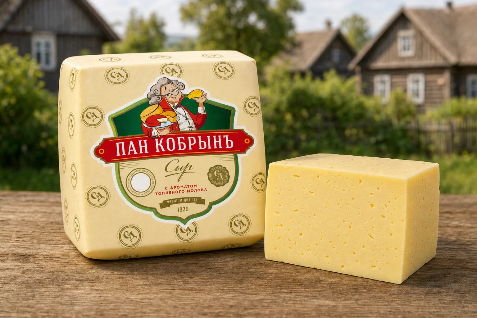 Сыр Полутвердый "ПАН КОБРЫНЪ" с ароматом топленого молока 50% ТЗ "Сырная Династия" четверть Кобрин