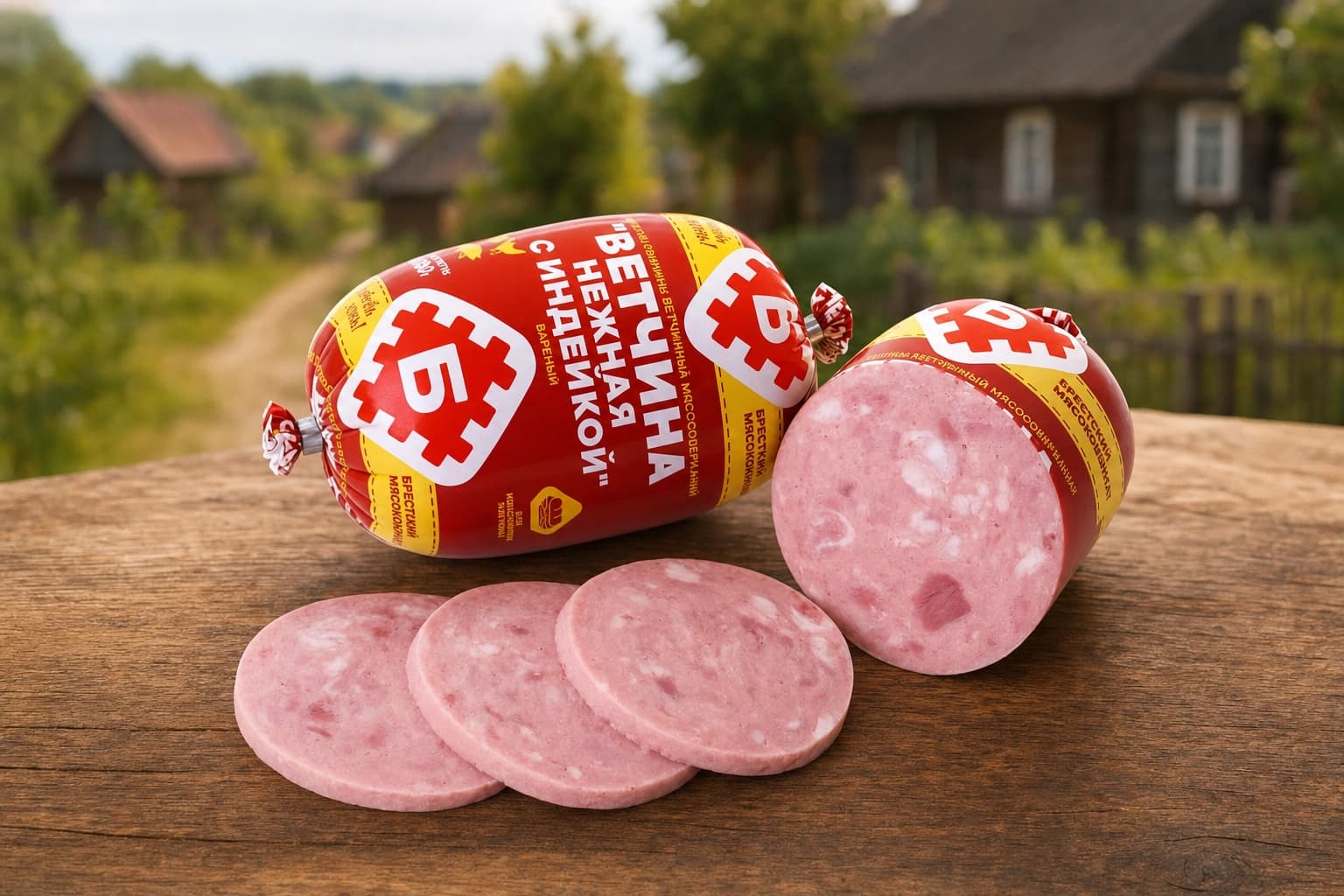 Ветчина Нежная с индейкой вар. из мяса птицы Брестский МК