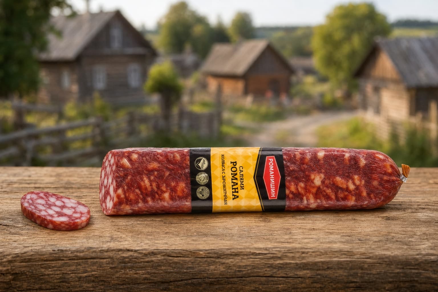 Колбаса полусухая "Салями Романа". Мясное колбасное изделие сырокопченое. 