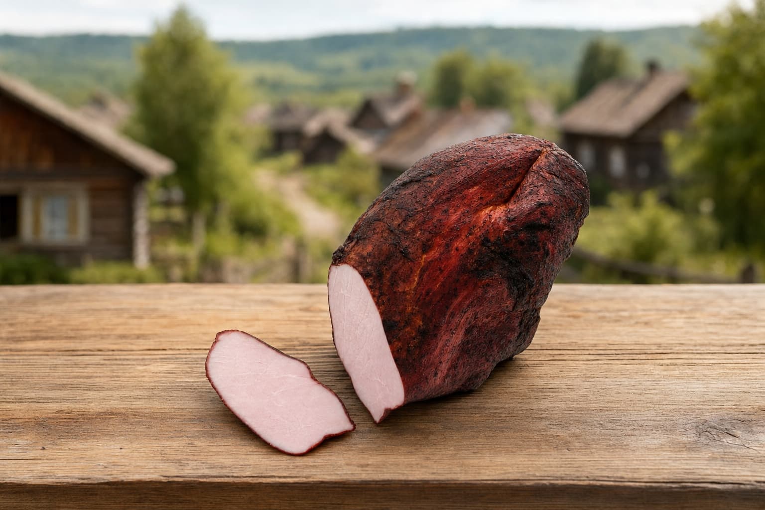 Окорок бескостный "Изысканный".Мясной продукт из свинины копчено-вареный, категории А.