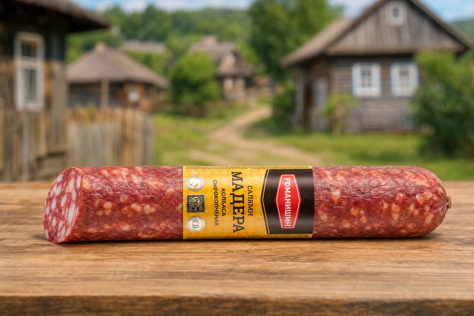 Колбаса полусухая "Салями Мадера". Мясное колбасное изделие сырокопченое 