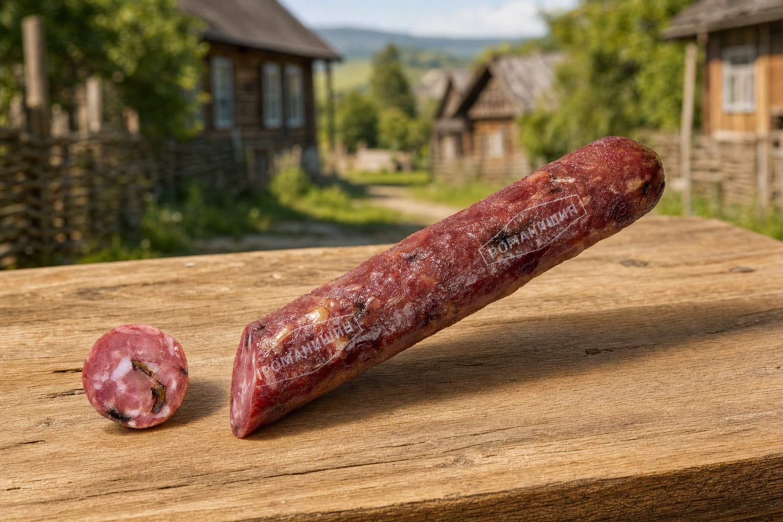 Колбаса полусухая "Салями с черносливом" Мясное  колбасное изделие сырокопченое 