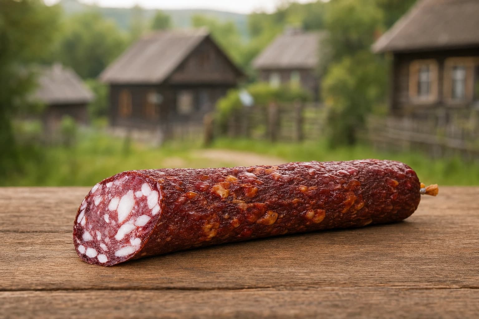 Сырокопченое колбасное изделие колбаса "Брауншвейгская полусухая" 