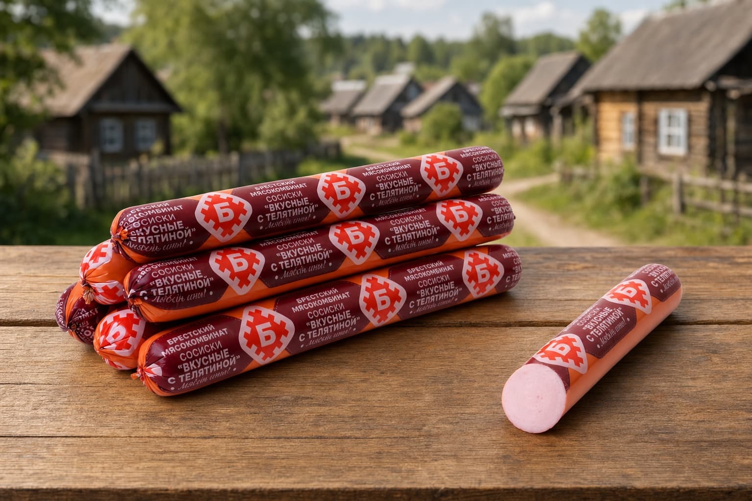 Сосиски "Вкусные с телятиной" в/с (газ) Брестский МК