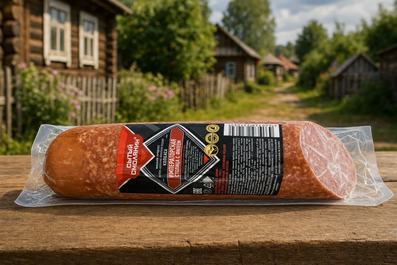 Варено-копченое колбасное изделие "Императорская столица с филеем" 