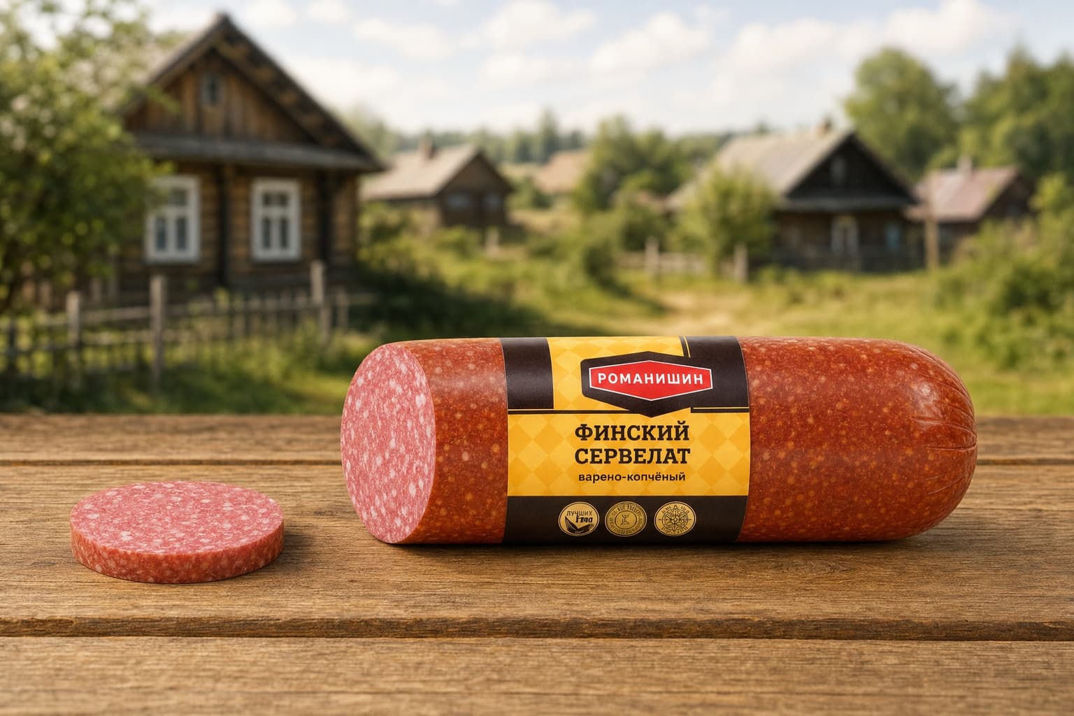 Колбаса "Финский сервелат".   Мясное колбасное изделие варено-копченое. 