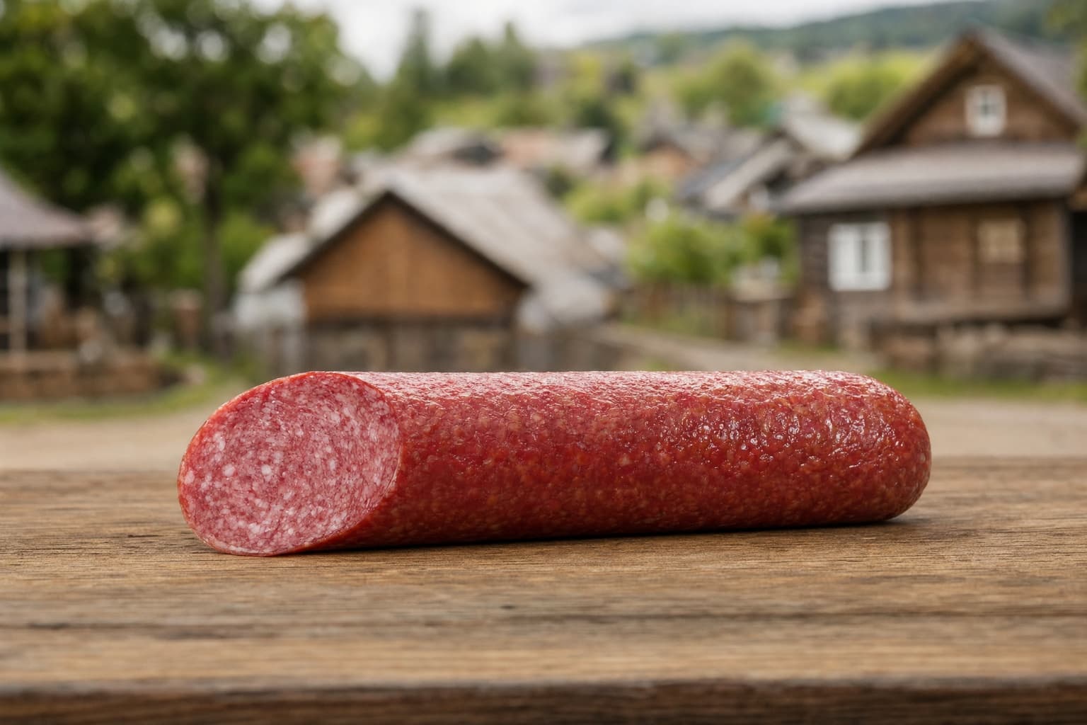 Колбаса полусухая "Салями Немецкая". Мясное колбасное изделие сырокопченое. 