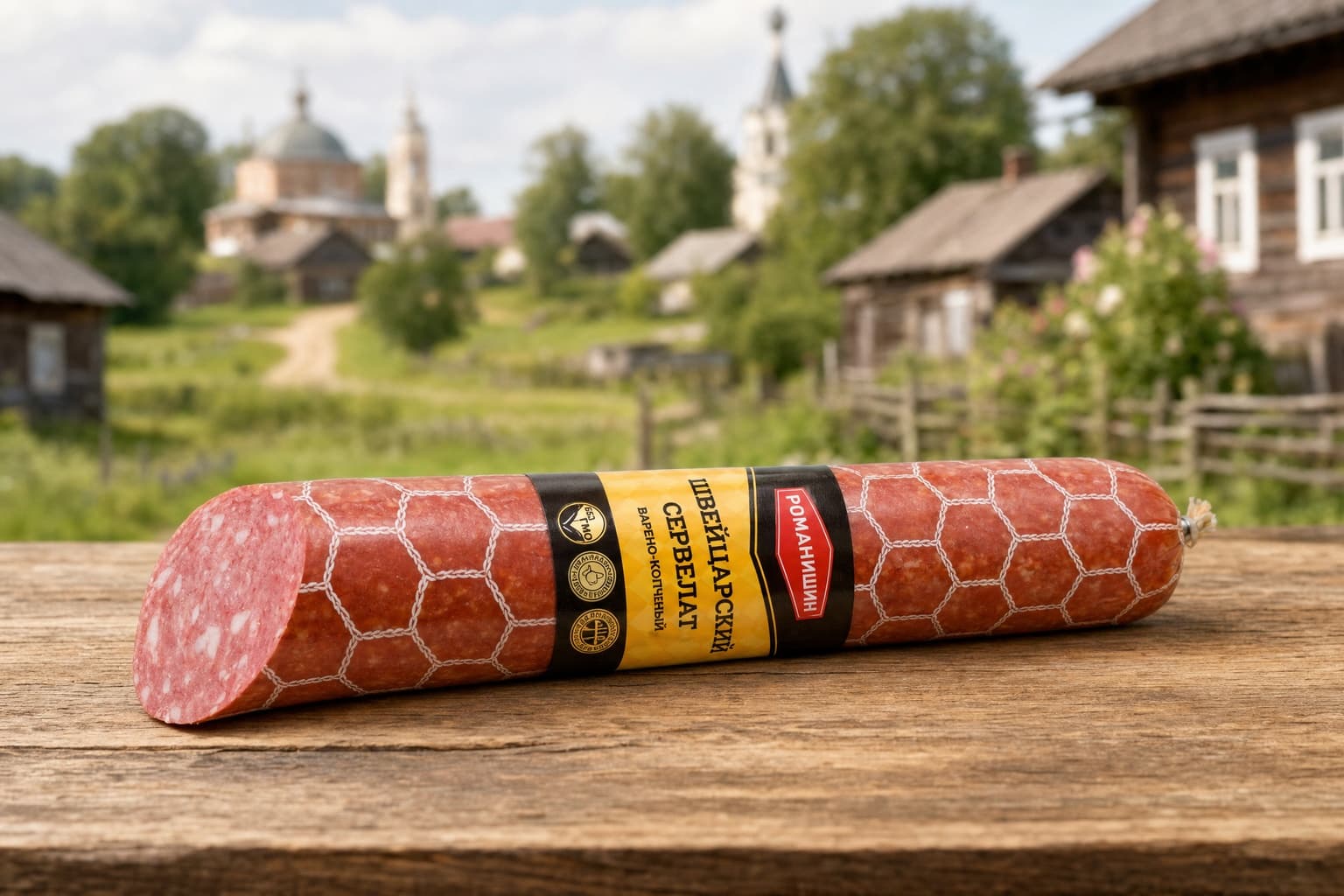 Колбаса "Сервелат Швейцарский". Мясное варено-копченое колбасное изделие.