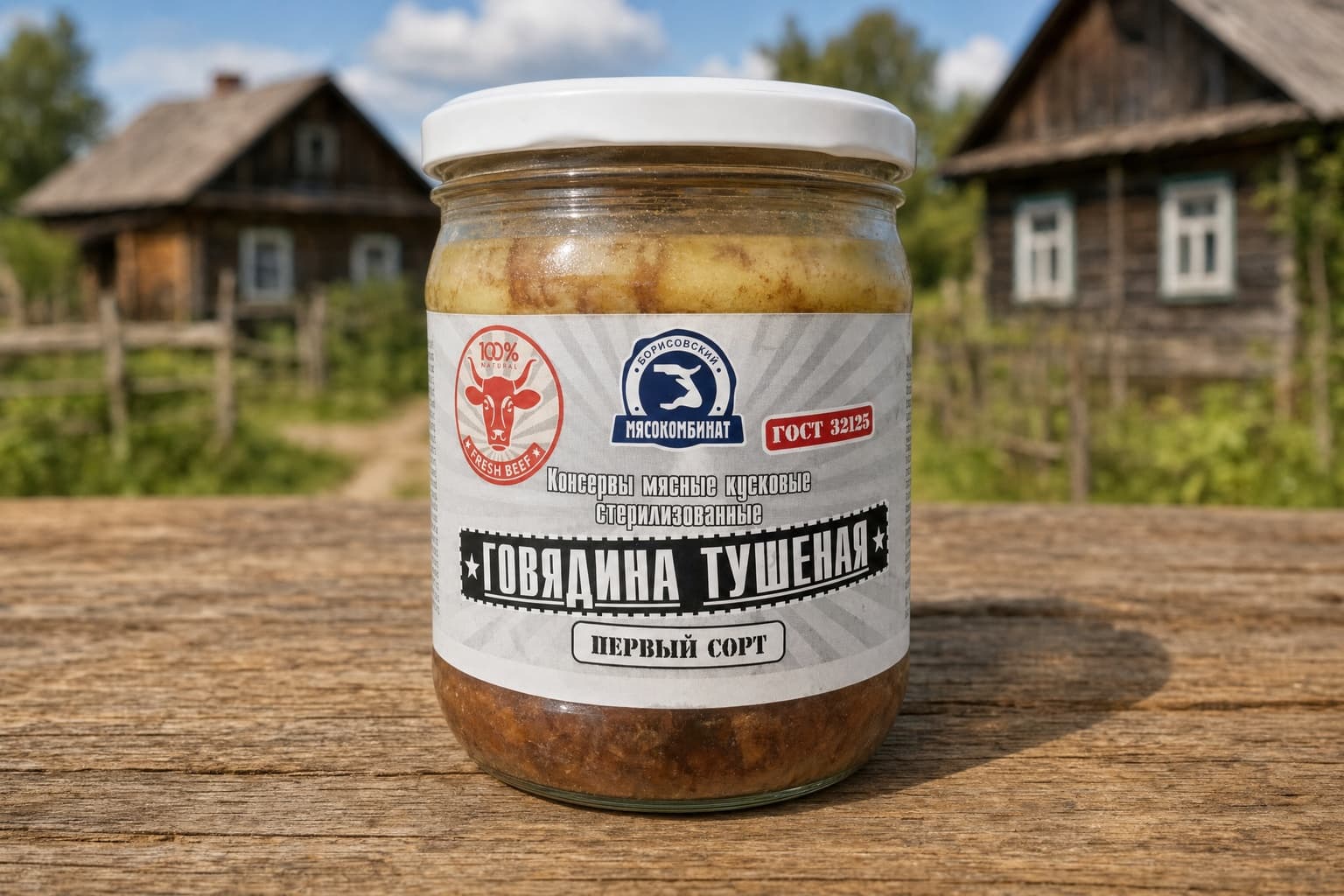 Говядина тушеная 1с 450гр стекло (Борисовский МК)