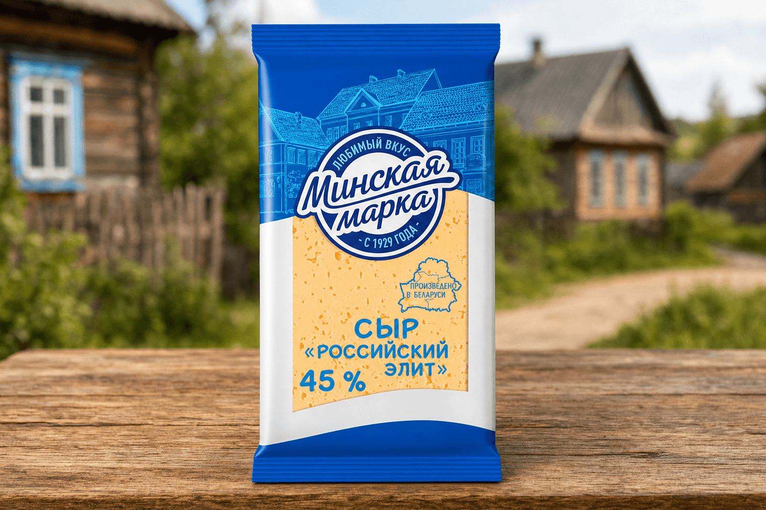 Сыр фас. "Российский Элит" 45% ж. 200 г ТМ "Минская марка"