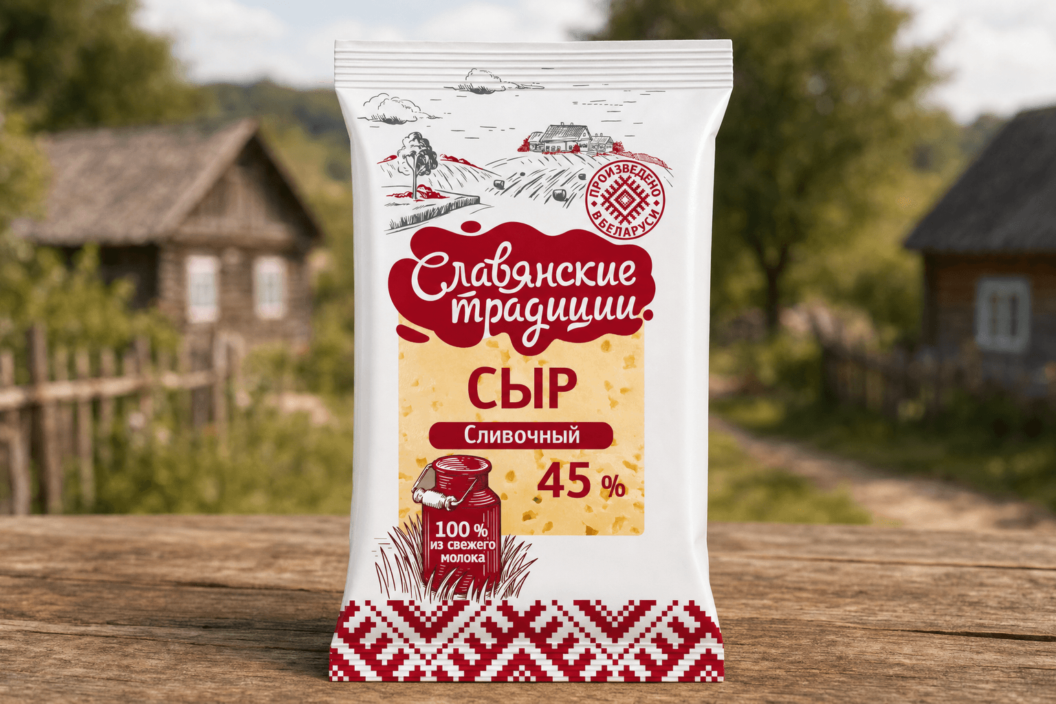 Сыр фас. "Сливочный" 45% м.д.ж. 200 г ТМ "Славянские традиции"