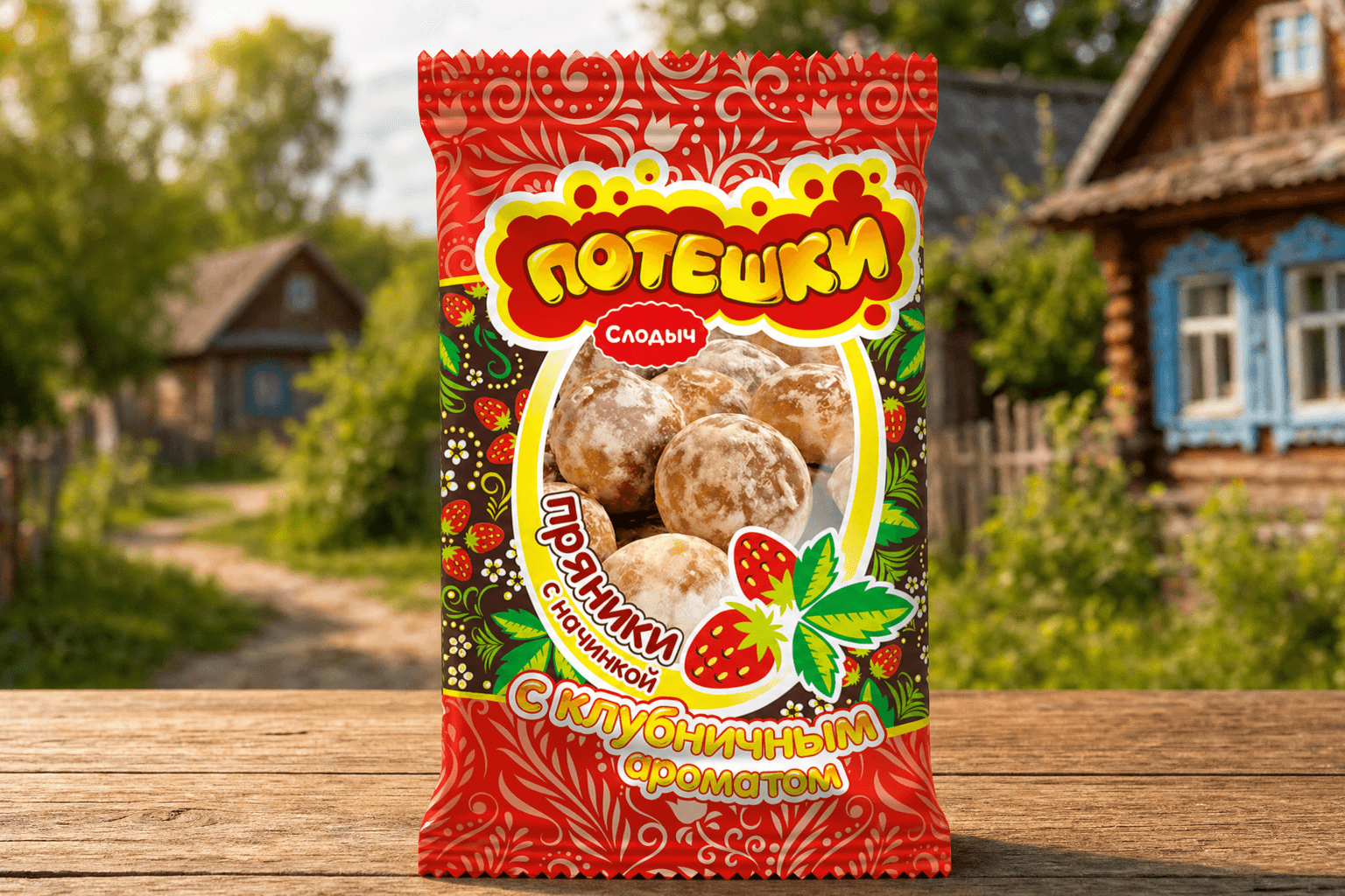 Пряники "Заварные "Потешки" с начинкой/ КЛУБНИЧНЫЙ аром. 360г 