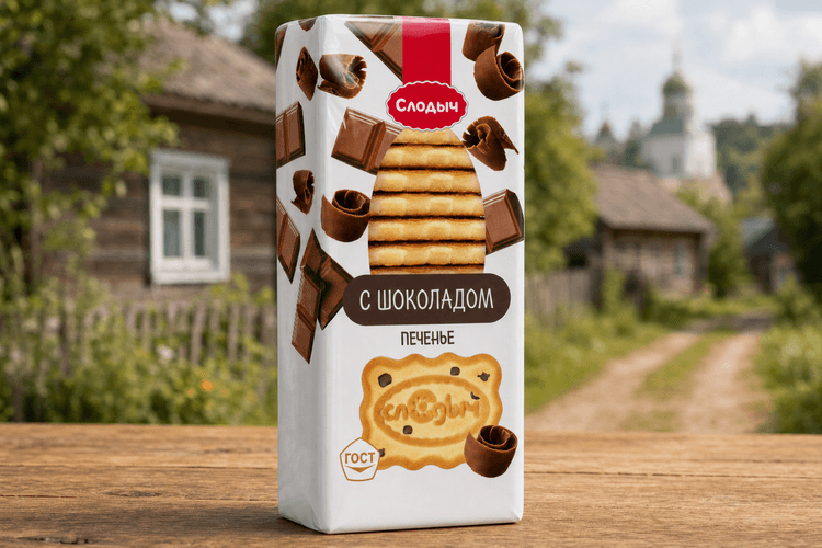 Печенье сахарное 390 г "Слодыч с шоколадом"
