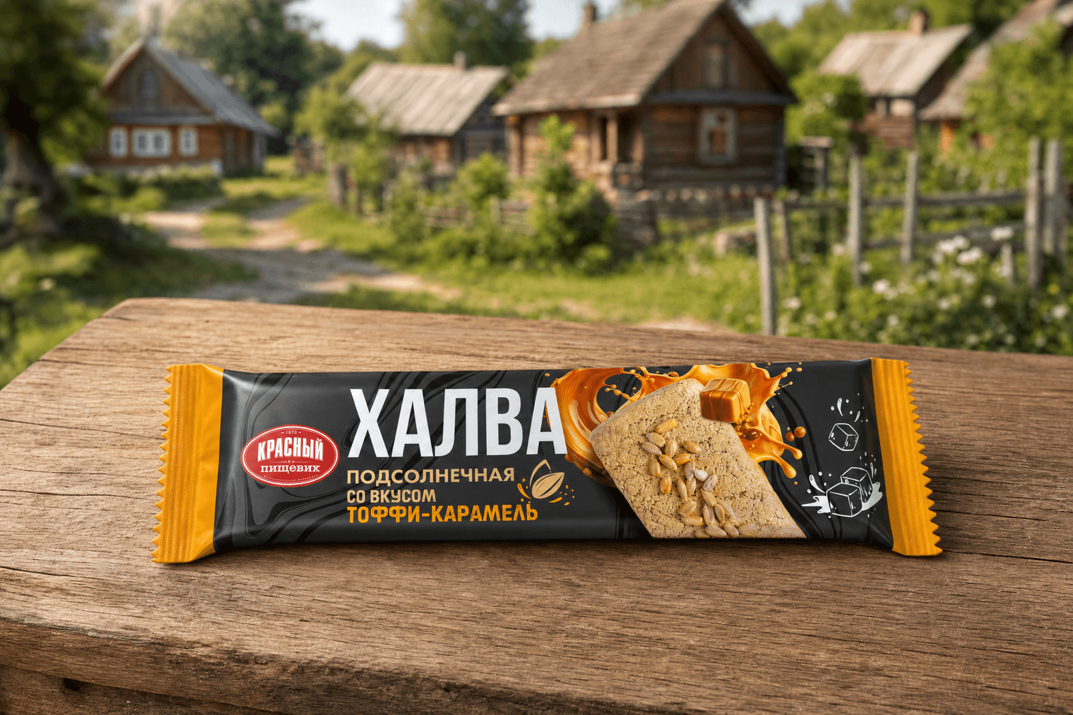 Халва подсолнечная со вкусом "Тоффи-карамель",  (60г.) шоубокс