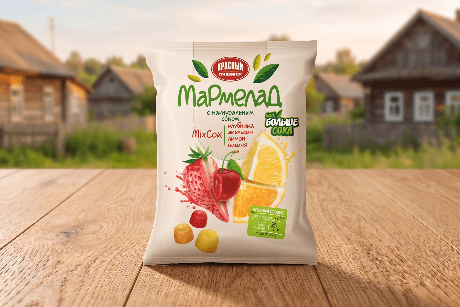 Мармелад Mix Сок клубника, апельсин, лимон,вишня, кор.300гр.