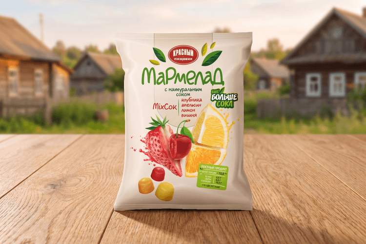 Мармелад Mix Сок клубника, апельсин, лимон,вишня, кор.300гр.